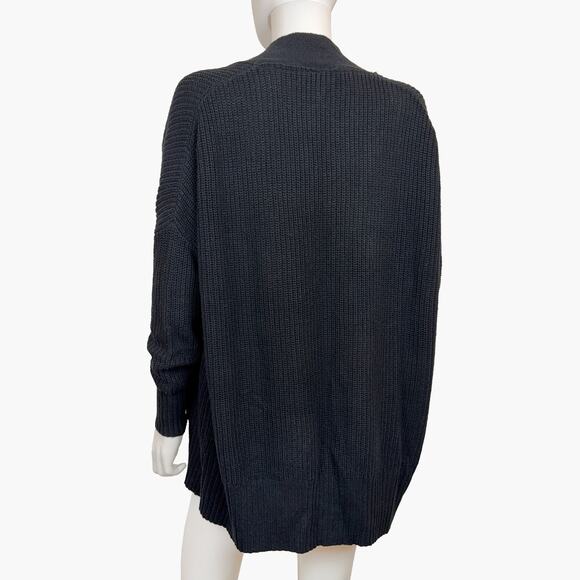 ACTIVE Unisex Long-Sleeve Chunky Ribbed Knit Open Cardigan (Black | Size S) - Picture 3 of 6